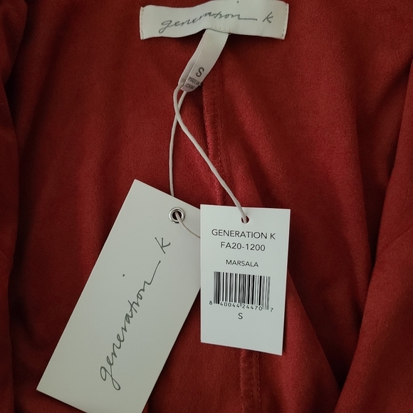 Generation K Suede Look Super Soft Jacket in Deep Red Marsala Size S - Picture 2 of 6
